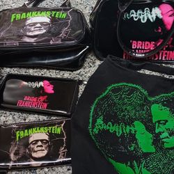 Huge Lot Of Bride Of Frankenstein Bags Backpack Purse Wallet Horror 