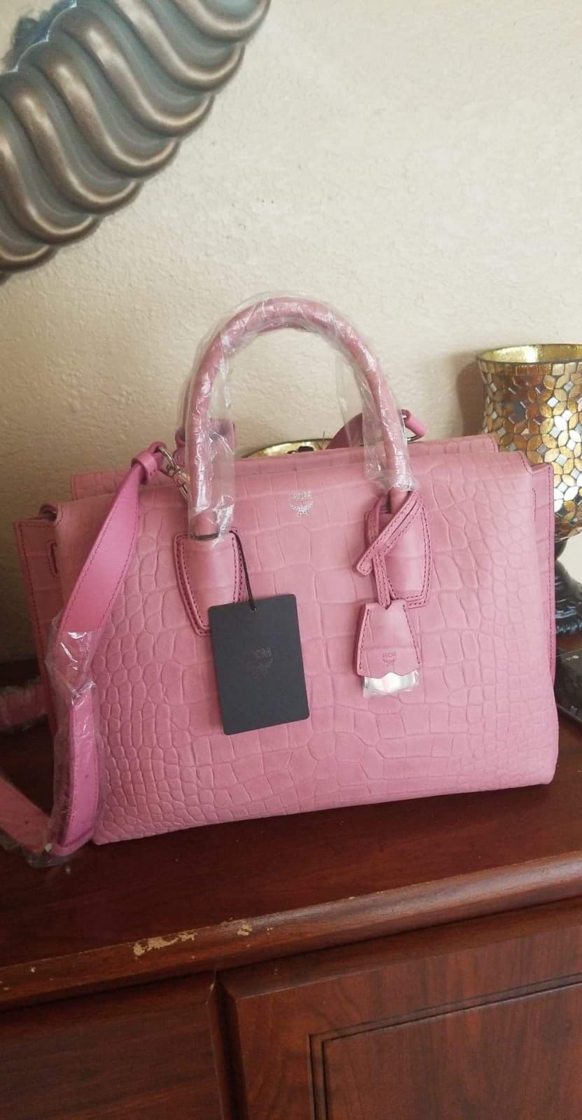MCM light pink tote bag