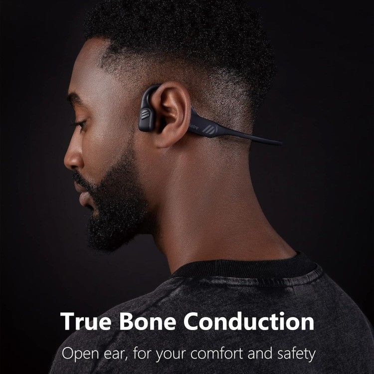 KLATRE LS1 TRUE BONE Conduction HEADPHONE - Big Wheel Cycles USA Klatre lS1 Open Ear Bone Conduction Headphones Sweatproof and Water Resistant | Wireless Bone Conduction Sport Headset with Dual MIC， Valued $60