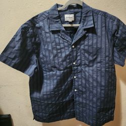 Brand New G O L L I E L L O W And Company Blue Stripe Button Down Short Sleeve Casual Shirt Size Large Brand New