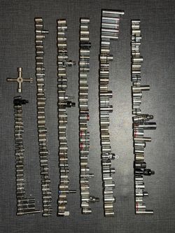225+ Piece Mixed Socket Tool Lot – SAE Metric Deep Sockets Extensions Adapters