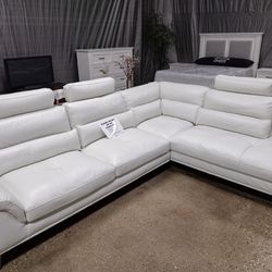 Beautiful White Leather Sectional (New)