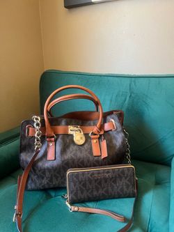 Michael Kors Hamilton Signature Brown Monogram Satchel With Wallet🎀