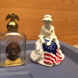 Avon George Washington Bottle, Betsy Ross Figurine