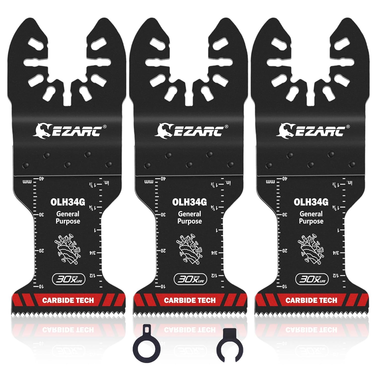Carbide Oscillating Saw Blades, General Purpose Multitool Blades Quick Release for Metal, Nails, Wood, Plaster, Drywall and PVC, 3-Pack