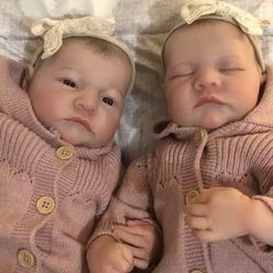 19inch Already Painted Finished Reborn Baby Doll Twins Levi Awake & Sleeping Newborn Baby Doll 3D Skin Visible Veins