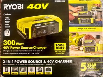 NEW RYOBI 40V 300W Power Source & Battery Charger ⚡🔋
