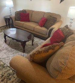 Beige Sofa and Loveseat Set