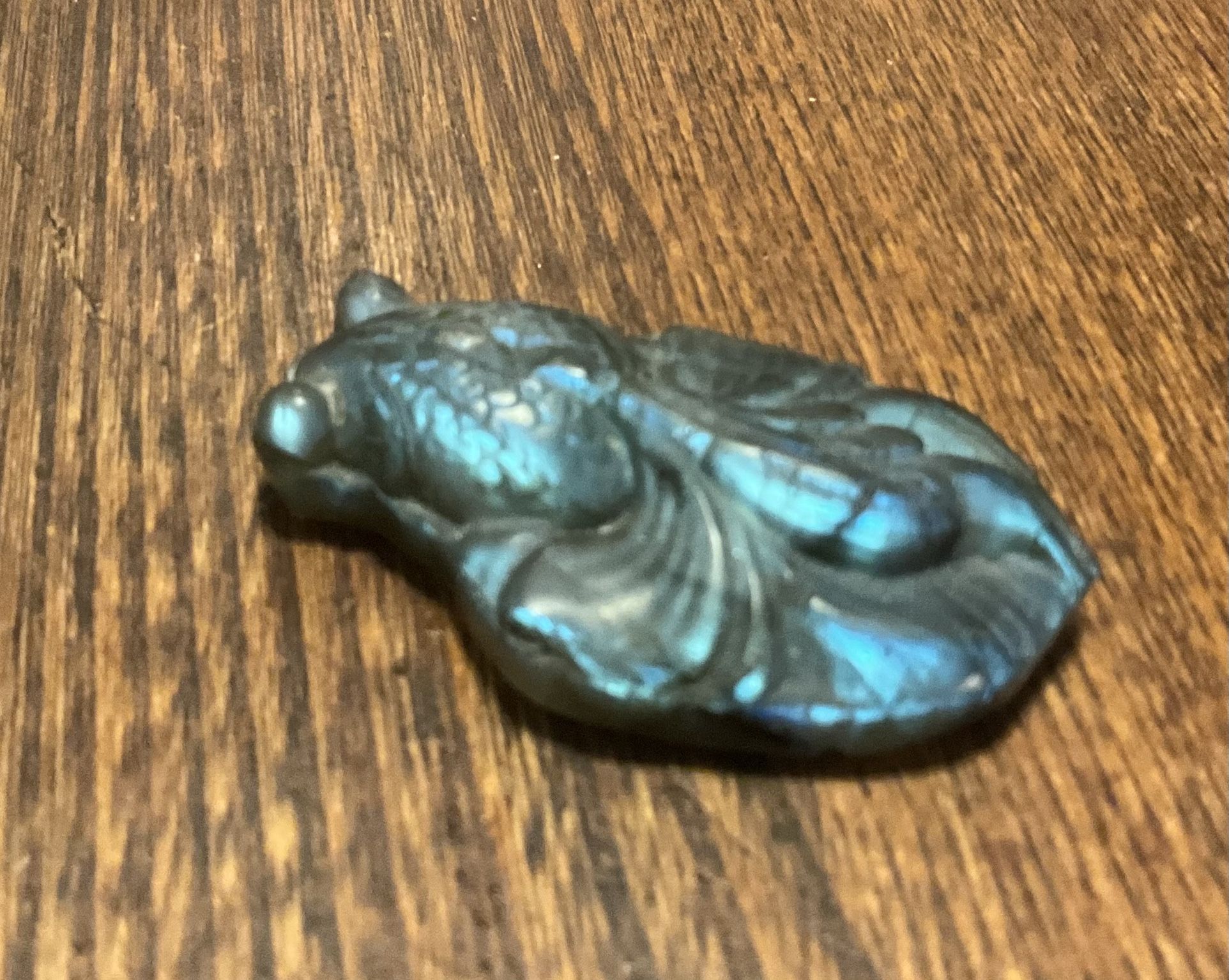 Labradorite, Hand Carved Goldfish-perfect for your work desk