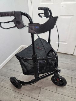 WALK MATE 3 Wheel Rollator Walker with Seat for Slim Seniors, Padded Backrest Lightweight Foldable Travel Walker
