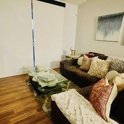 Italian U-Shaped Sectional Sofa – Double Chaise – Aubergine Microfiber – Seats 6-7 – $1,300 OBO