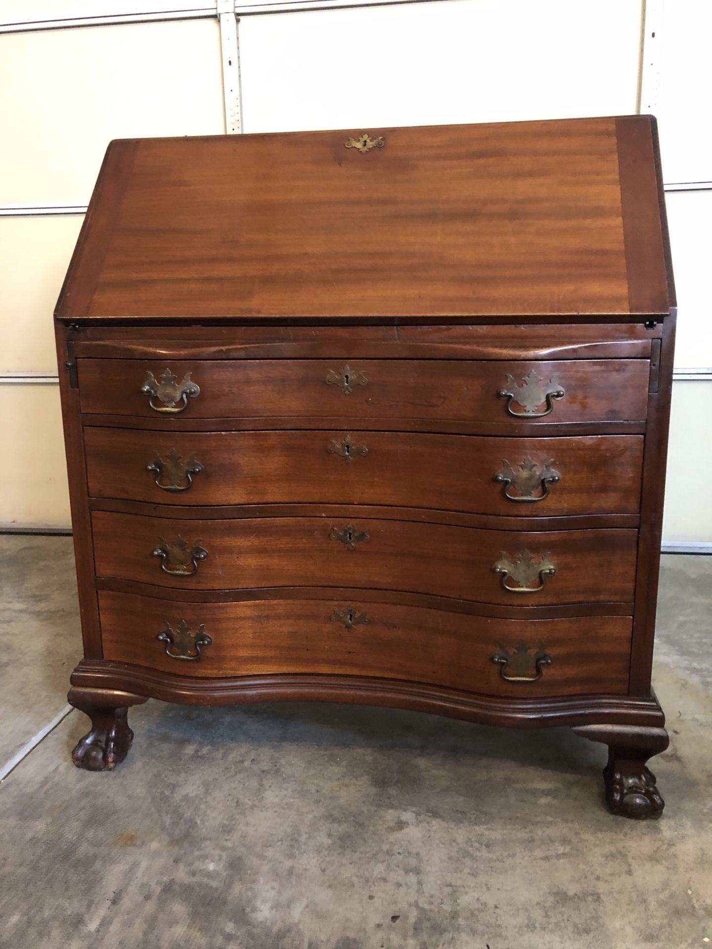 Skandia Mahogany Serpentine Secretary Desk