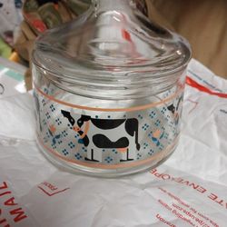 Vintage Cow Candy Jar With Lid