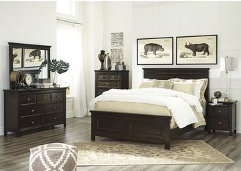 Ashley Furniture Queen Bed Frame with Two Nightstands
