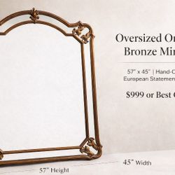 Mirror

Oversized Ornate Bronze Mirror | 57” x 45” | Hand-Carved European Statement Frame