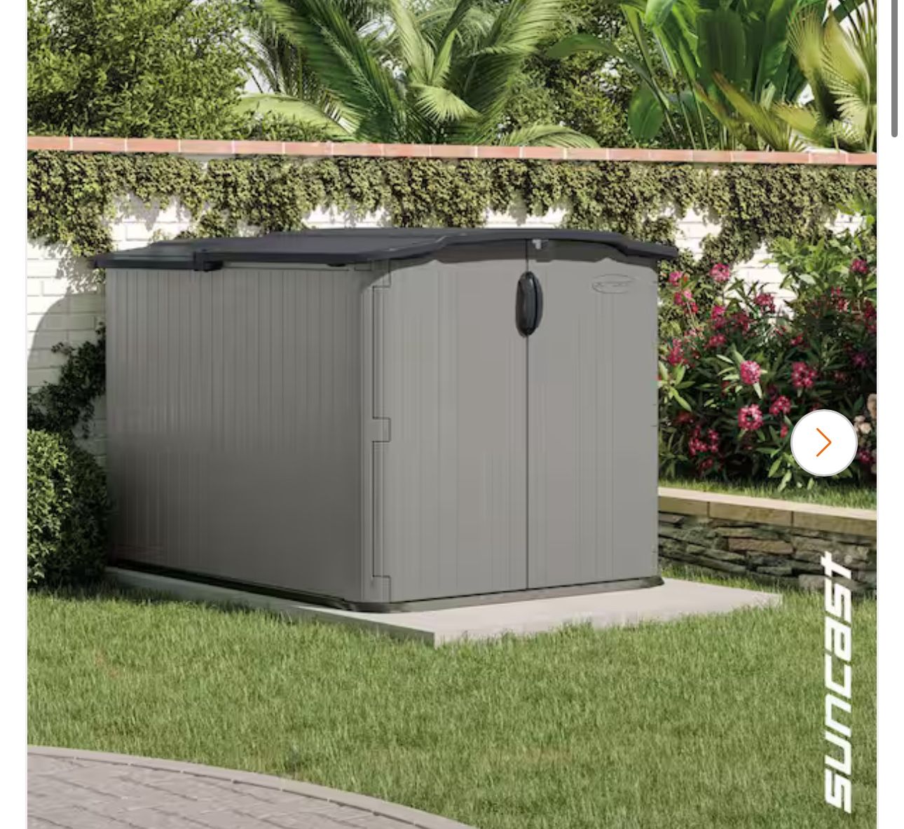 Glide top 5 ft. x 7 ft. Plastic Resin Storage Shed with Floor (32 sq. ft.) in Dove (Gray)