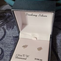 Sterling Silver Earring 1/10ct.W.T. Diamond