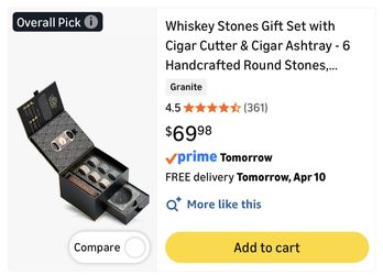 Whiskey Stones Gift Set with Cigar Cutter & Cigar Ashtray