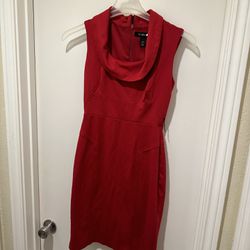 White House Black Market Red Cowl Neck Sleeveless Dress 