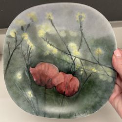 Handpainted Finnish 1995 Flower Themed Decorative 