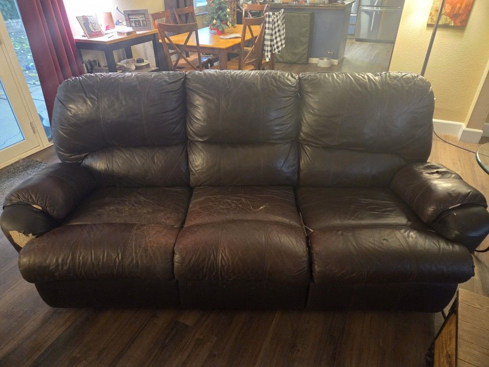 Used Leather Couch W/ Recliners