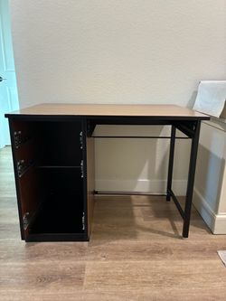 Vintage InterRoyal Mid-Century Modern Desk – Walnut Laminate & Black Metal