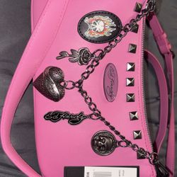 Ed Hardy Pink Purse With Charms 