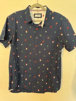 Eighth Avenue Men's Large Christmas Holiday Short Sleeve Button Down Shirt