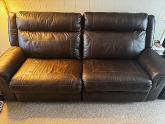 Dark Brown Leather Reclining Sofa