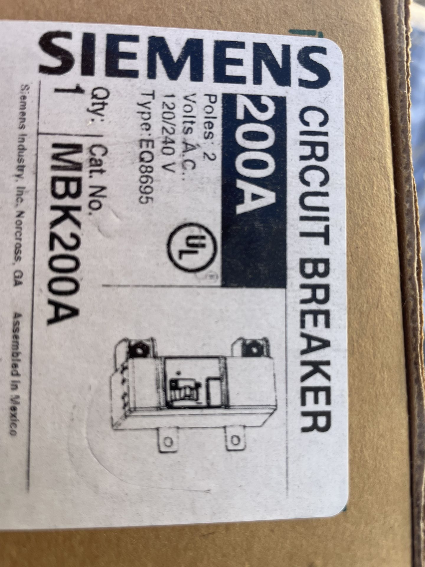 Siemens 200 Amp Main Breaker 