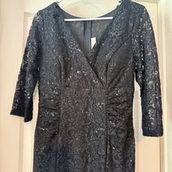 Black Lace And Sequins Dress 
