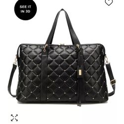 Quilted Studded Travel Tote Bag 