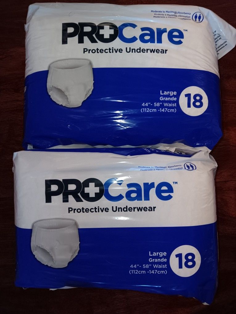 Size Large Procare Adult Diapers 2 Packs For $5
