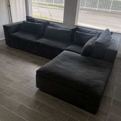 FREE DELIVERY WEST ELM BLACK VELVET MODULAR COUCH SOFA 