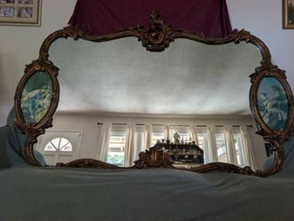 Large Ornate French Rocco - Style  Louis XV  Gold Mantle Wall Mirrior