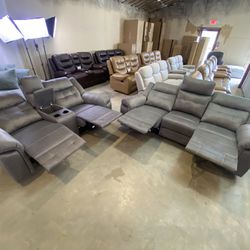 FREE DELIVERY AND INSTALLATION - NEW IN BOX! Recliner Sofa and Loveseat! Microfiber FabricGray Color