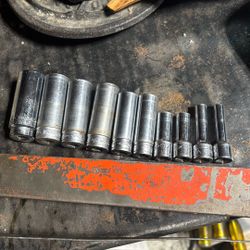 Snap-on Tools 3/8 Chrome Deep Vintage Sockets 1/4 -7/8 Skip 1/2 Some MAC