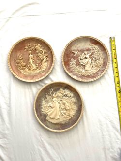 Mint condition, 1977 to 1981 sculptured by ”Gayle Bright Appleby” hand, carved collectors plates. These are valued $40-$50 each.