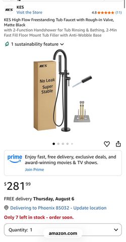 KES, Bathtub free standing Faucet in black.