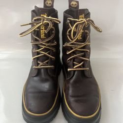 TIMBERLAND A2D6W-A5219 Women Shoes Size 8.5 Dark Brown High-Top Leather Laced