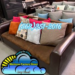 Brown sofa three seater new cafe couch