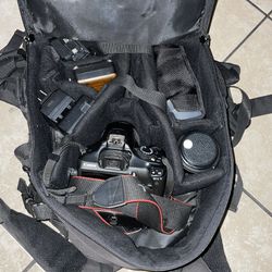 Canon Rebel T3 + Backpack & Lens