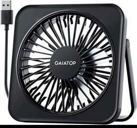 Gaiatop USB Desk Fan, 5 Inch Small Portable Table Desktop Fans with Black