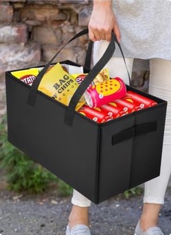 A portable storage box suitable for use in the back seat of a car, at home, or as a container for tools or picnic supplies