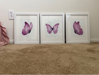 Set of 3 butterfly wall art