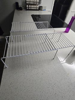 White Wire Cabinet Shelf Organizers Set of 2