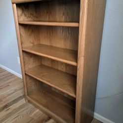 Solid Oak Bookcase – Real Wood – Adjustable Shelves – 4‑Shelf