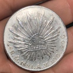 1891 Libertad Republica SILVER 8 Reales MO AM Antique RARE Mexican Coin 27.1 G