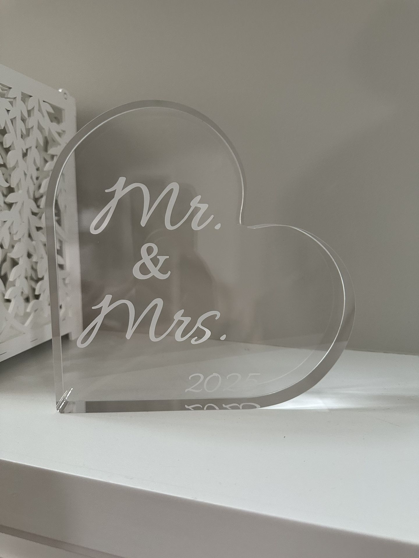 Glass Heart Mr. & Mrs. 2025 Wedding Decor
