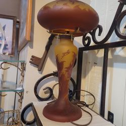 Vintage Galle Mushroom Lamp Signed
